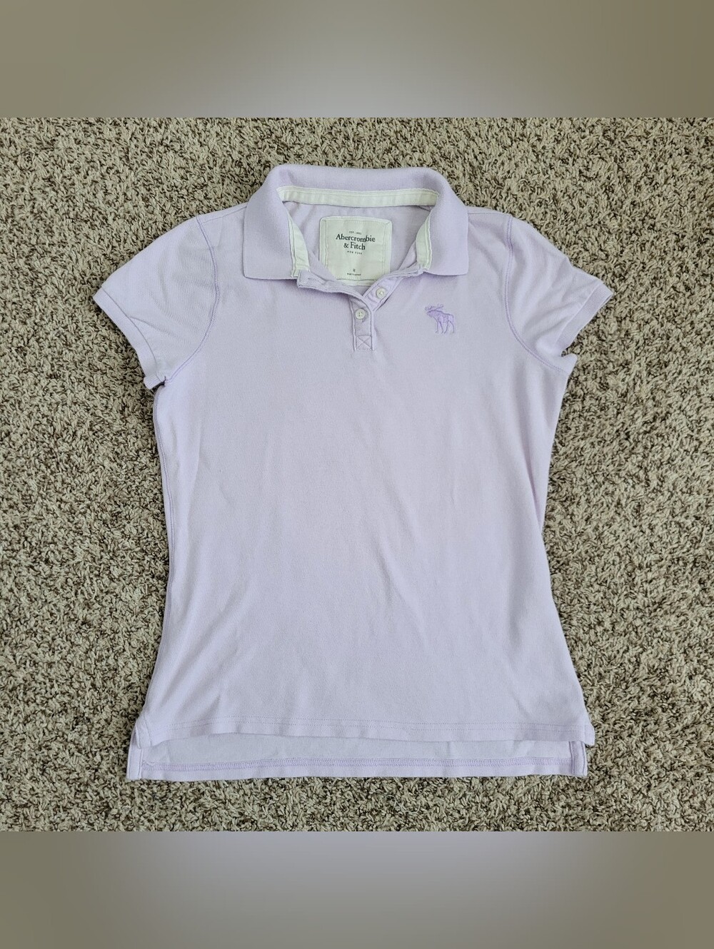 Vintage Abercrombie & Fitch Y2K Polo Shirt Top Collared Lilac Purple Medium
